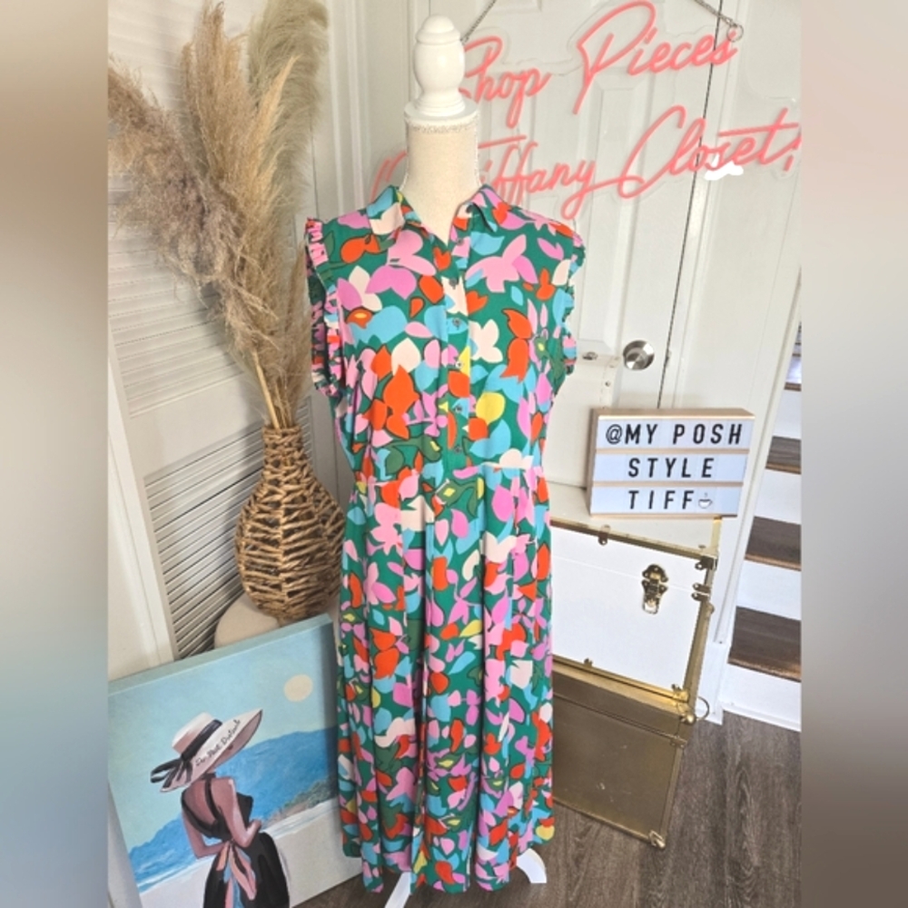 BRIGHT MULTICOLORED LEAFY MAXI DRESS 🌿🍃